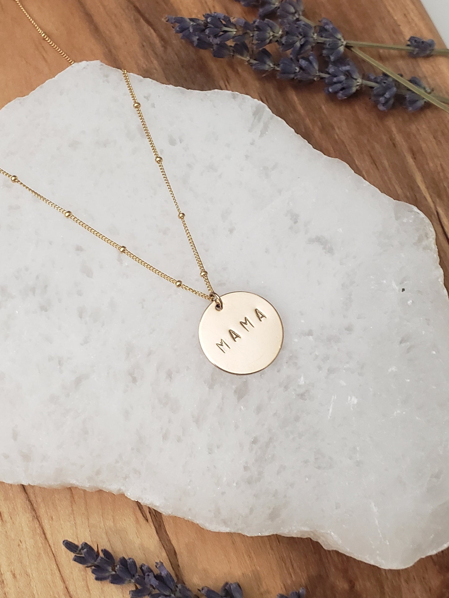 Mama Disc Pendant Necklace