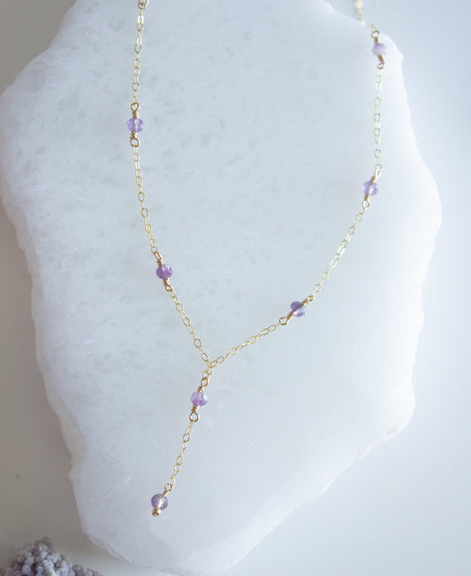Amethyst Lariat Necklace