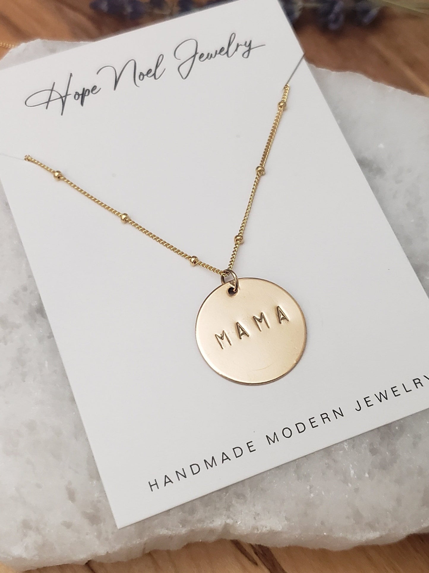 Custom Hand Stamped Disc Pendant Necklace