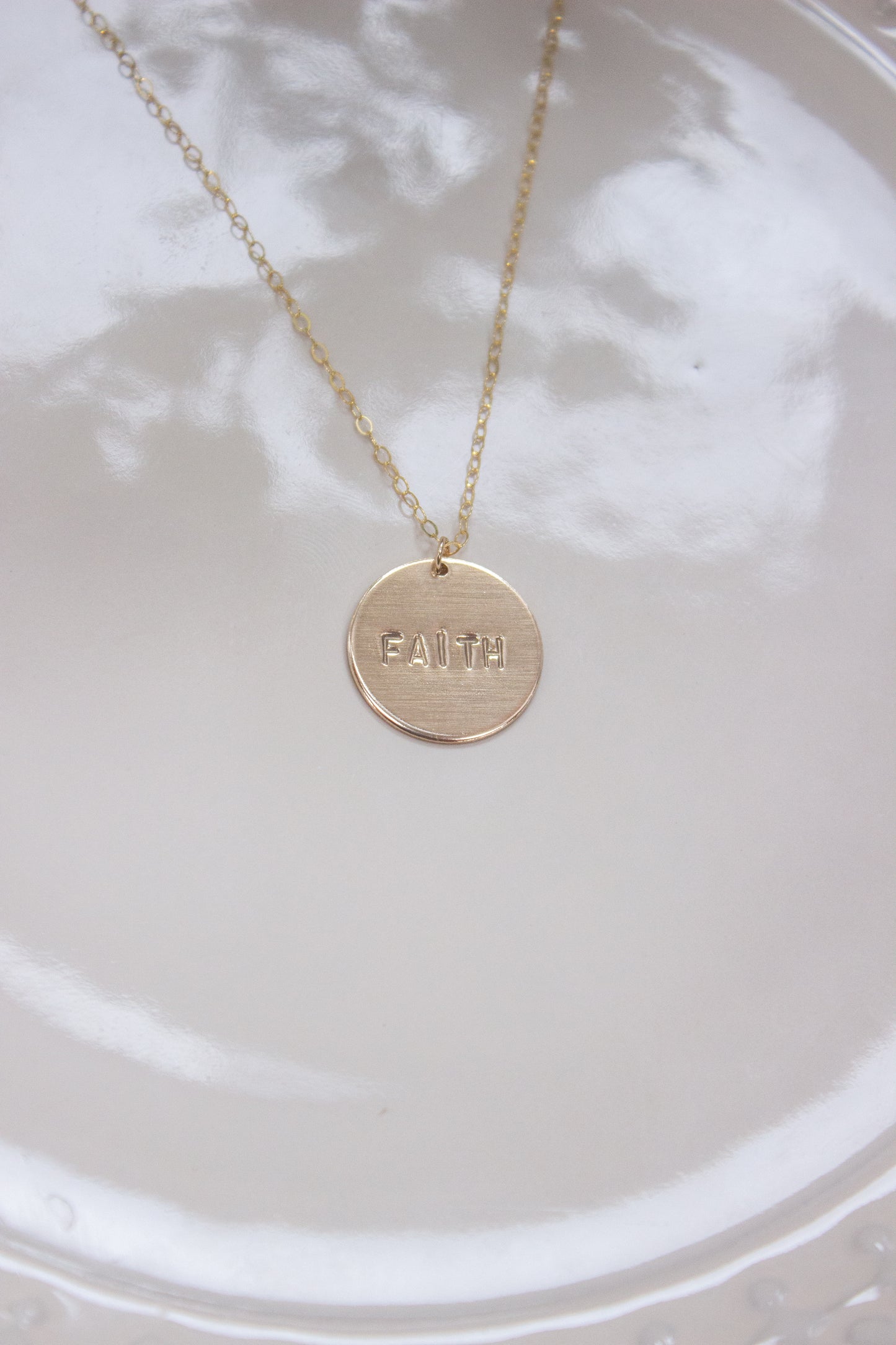 Custom Hand Stamped Disc Pendant Necklace