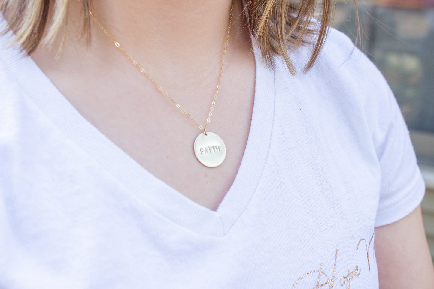 Custom Hand Stamped Disc Pendant Necklace