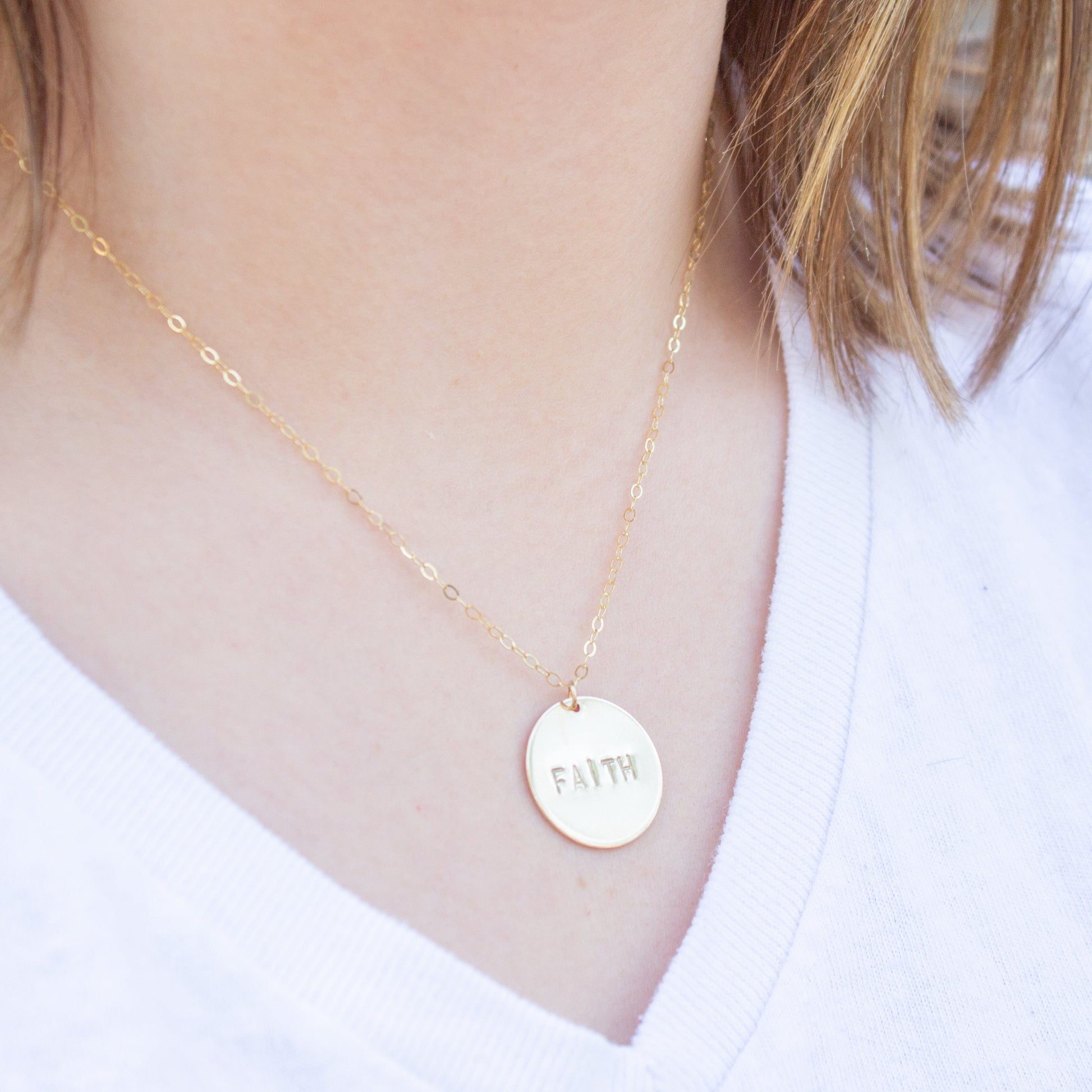 Custom Hand Stamped Disc Pendant Necklace