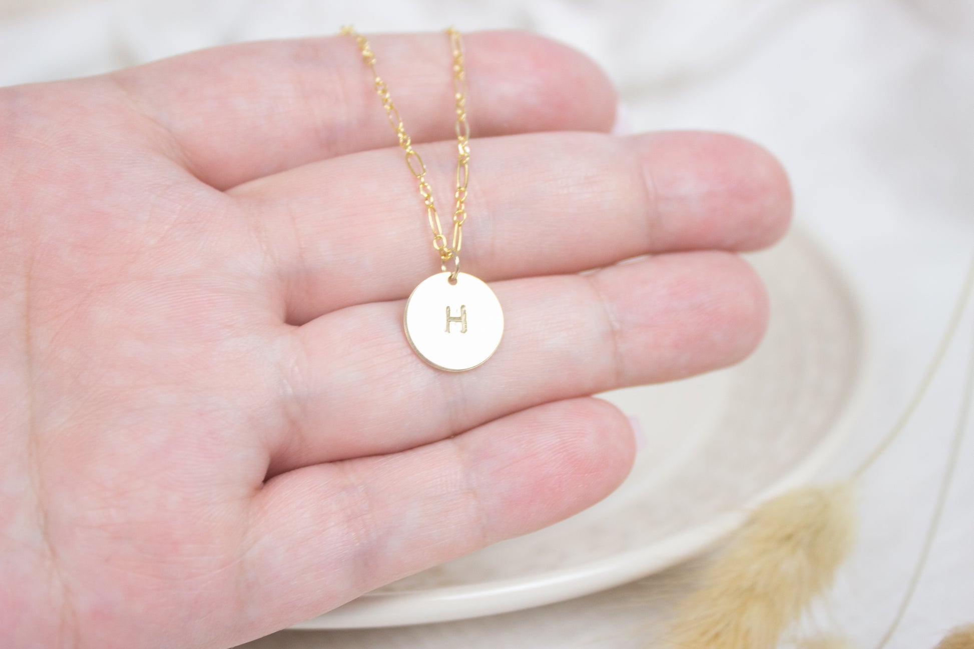 Tiny Letter Charm Necklace | H – Kate & Kole
