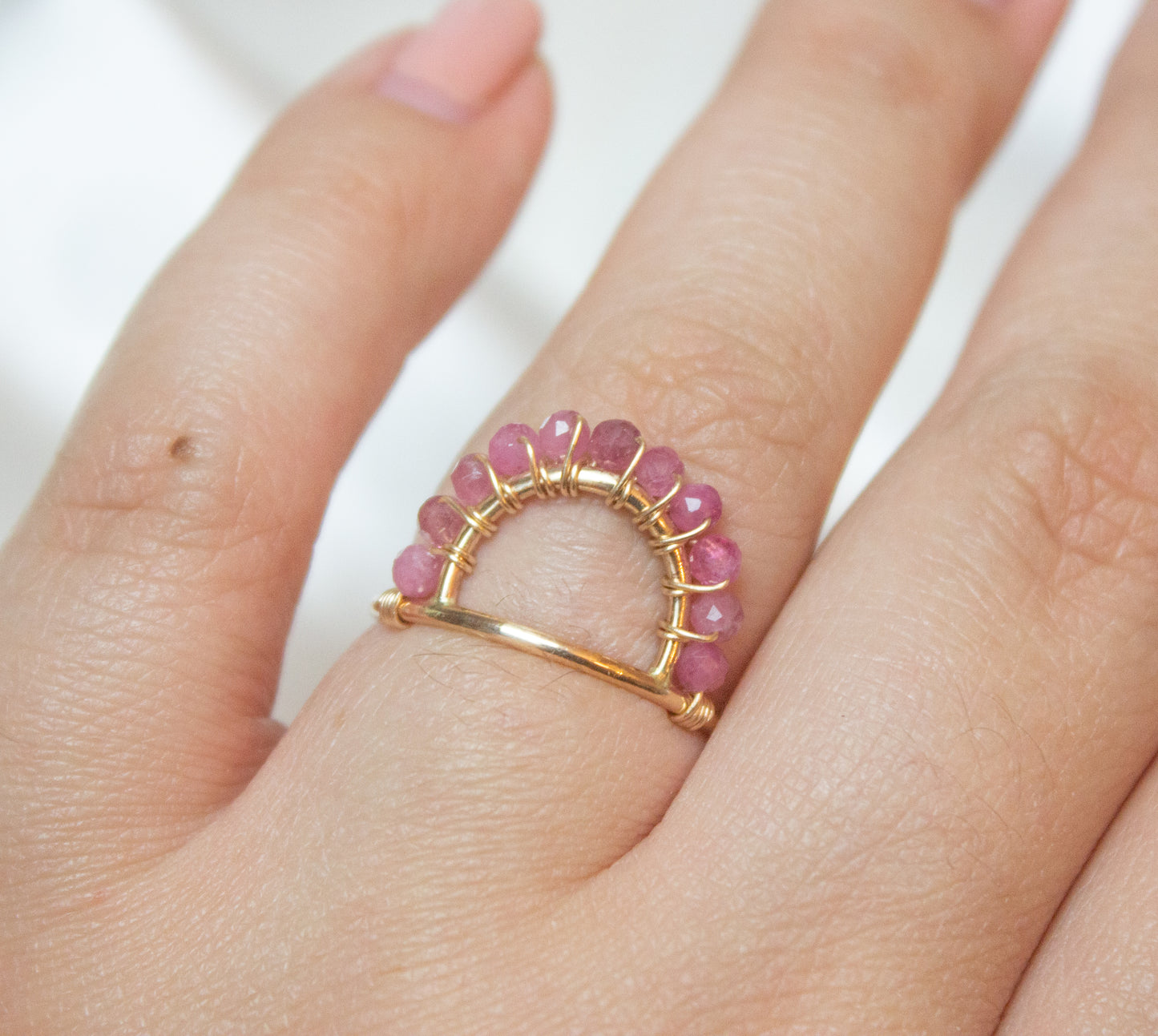 Pink Tourmaline Arch Ring
