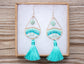 Turquoise Amazonite and Jade Beaded Tassel Earrings