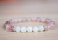 Strawberry Quartz and Rainbow Moonstone Gemstone Bracelet